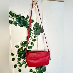 Vintage Red Textured Crossbody Bag